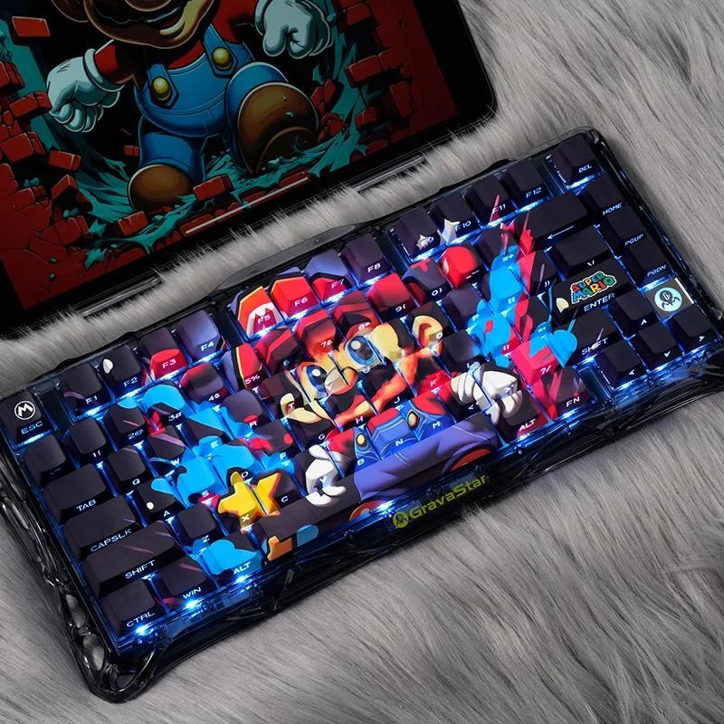 Creative Anime Gen-gar/Ma-rio/Pi-ka-chu/Or-lon Keycaps SideTranslucent PBT Sublimation Cherry Prrofile for Mechanical Keyboard