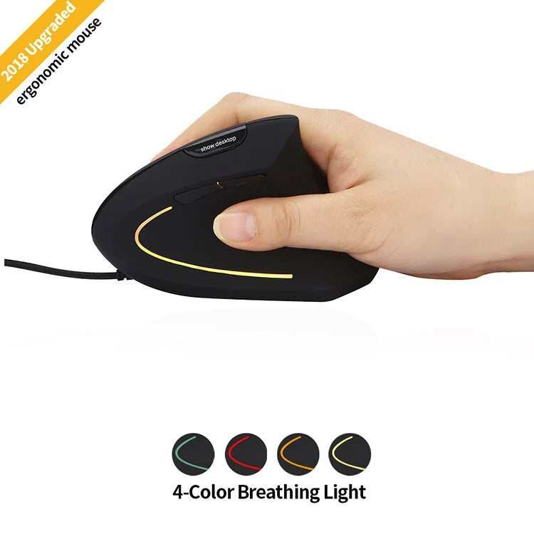 USB Wired Ergonomic Vertical Mouse for Waist Health
