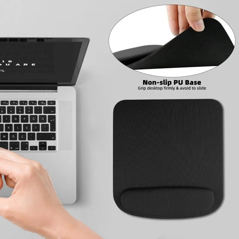 1-Piece Black Mouse Pad with Wrist Support