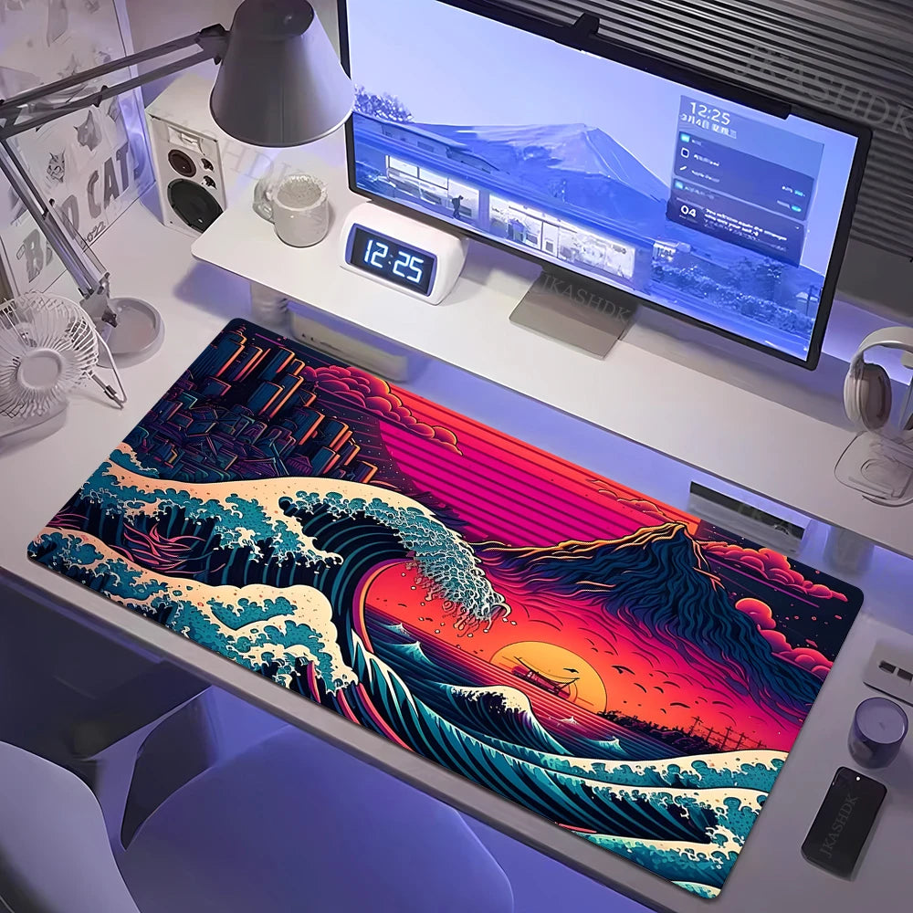 Large Mousepad Japan Great Wave Mousepads Keyboard Mat