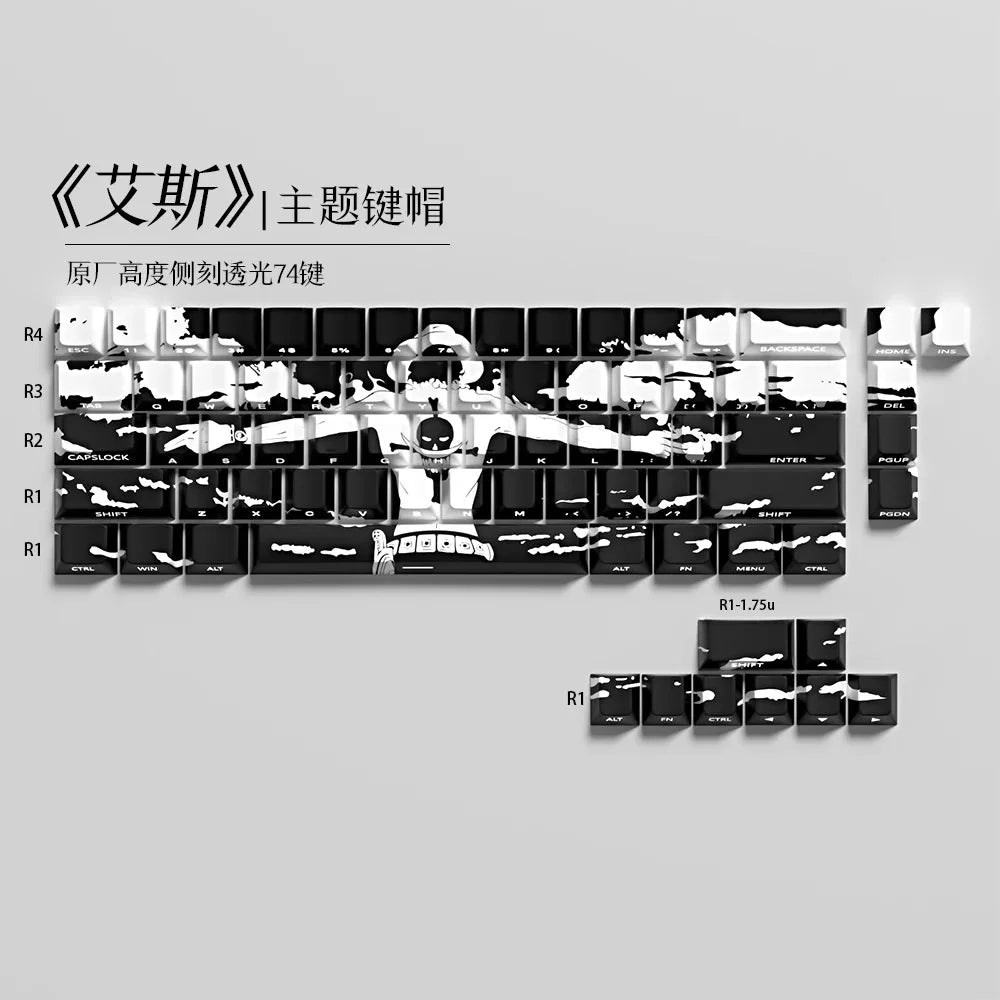 Ace Keycaps Anime Engraved Side Light Mechanical Keyboard