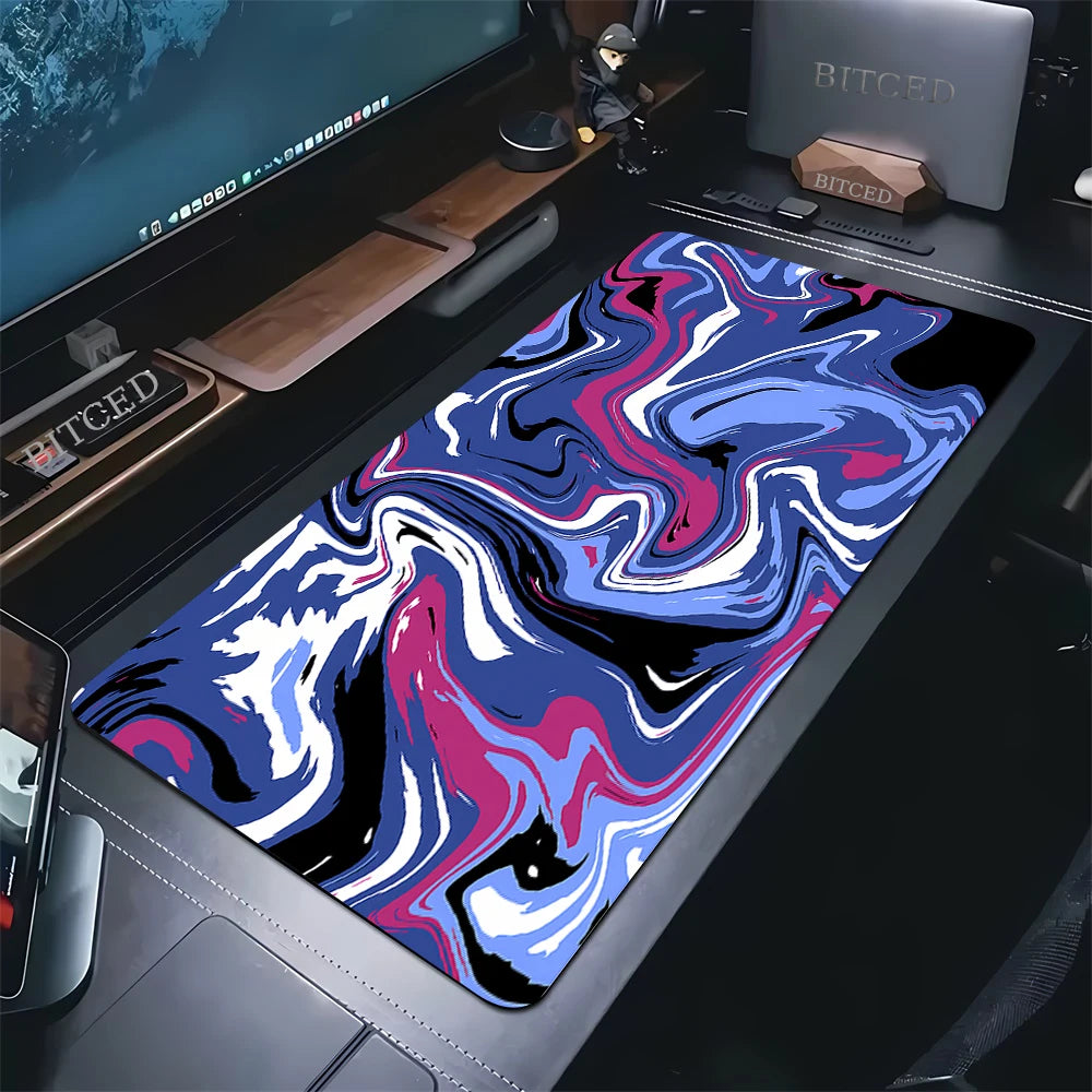 XXL Black and White Strata Liquid 900x400 Mouse Pad Computer