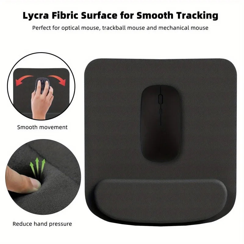 1-Piece Black Mouse Pad with Wrist Support