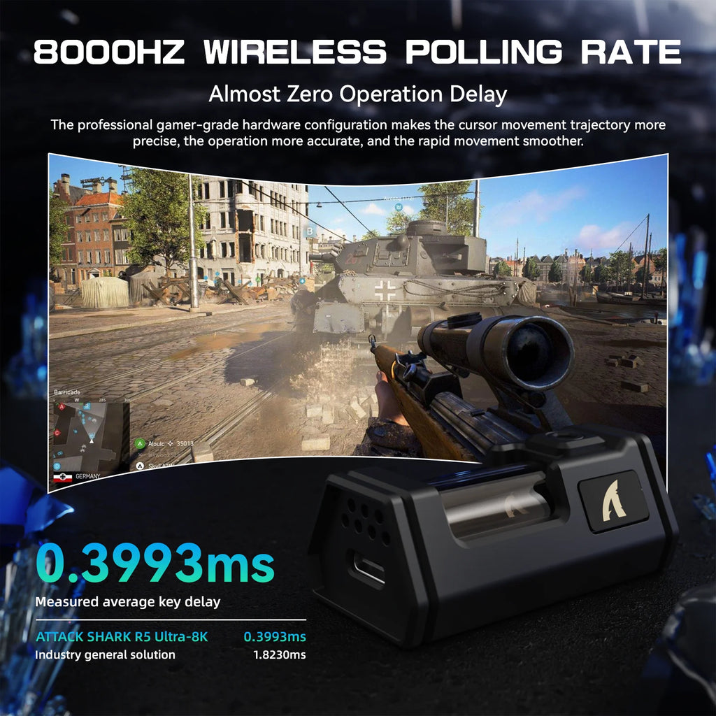 ATTACK SHARK R5 Ultra 8K Carbon Fiber Wireless Gaming Mouse