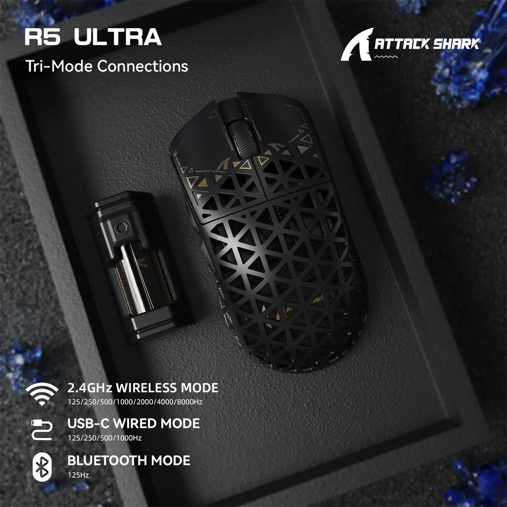 ATTACK SHARK R5 Ultra 8K Carbon Fiber Wireless Gaming Mouse