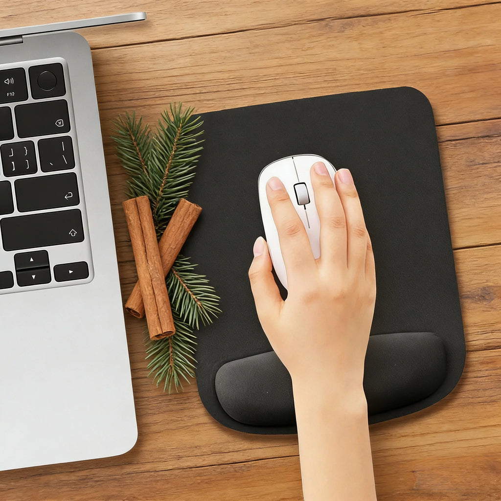 1-Piece Black Mouse Pad with Wrist Support