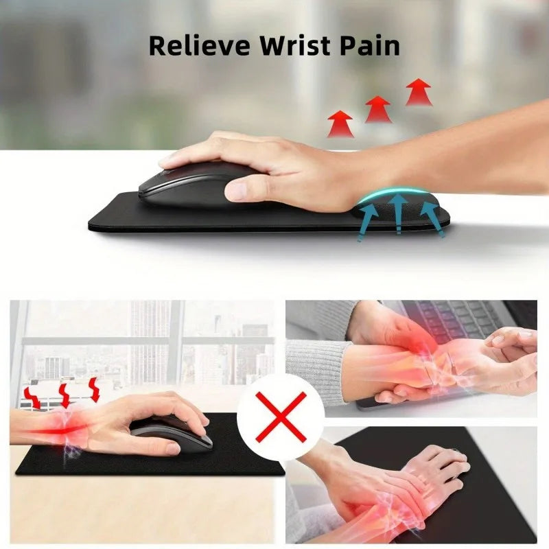 1-Piece Black Mouse Pad with Wrist Support